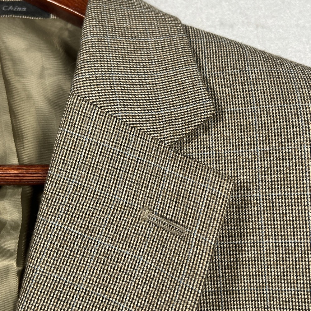 Chaps Ralph Lauren Blazer Tweed Mens 44L Brown Houndstooth Sport‎ Coat
